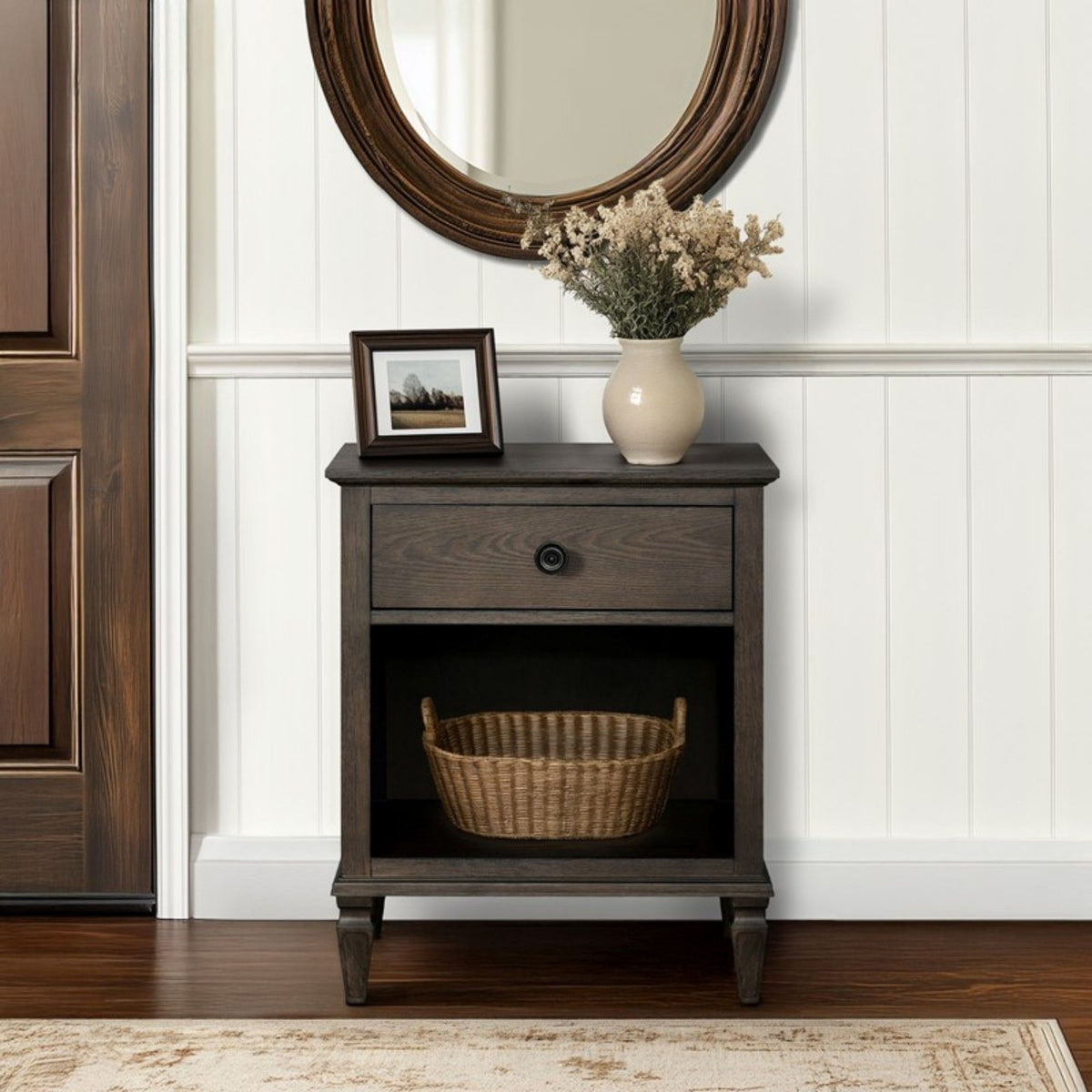 Victoria Nightstand with Open Storage - French Design - Multiple Colors