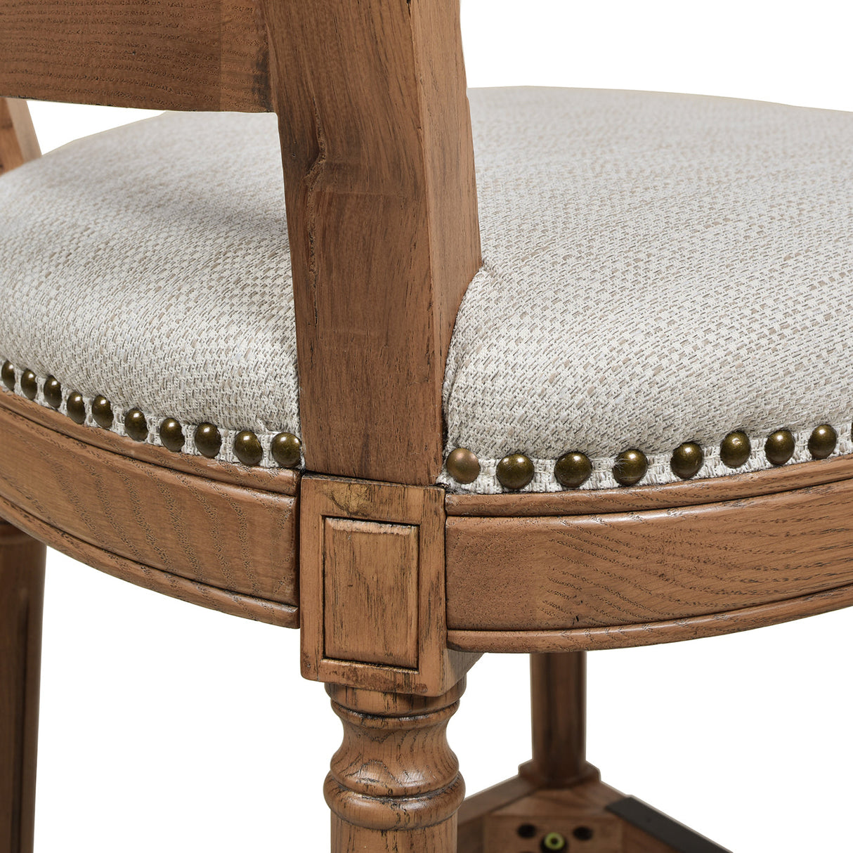 Armless Bar Stool with Nailhead Trim and Rattan High Back