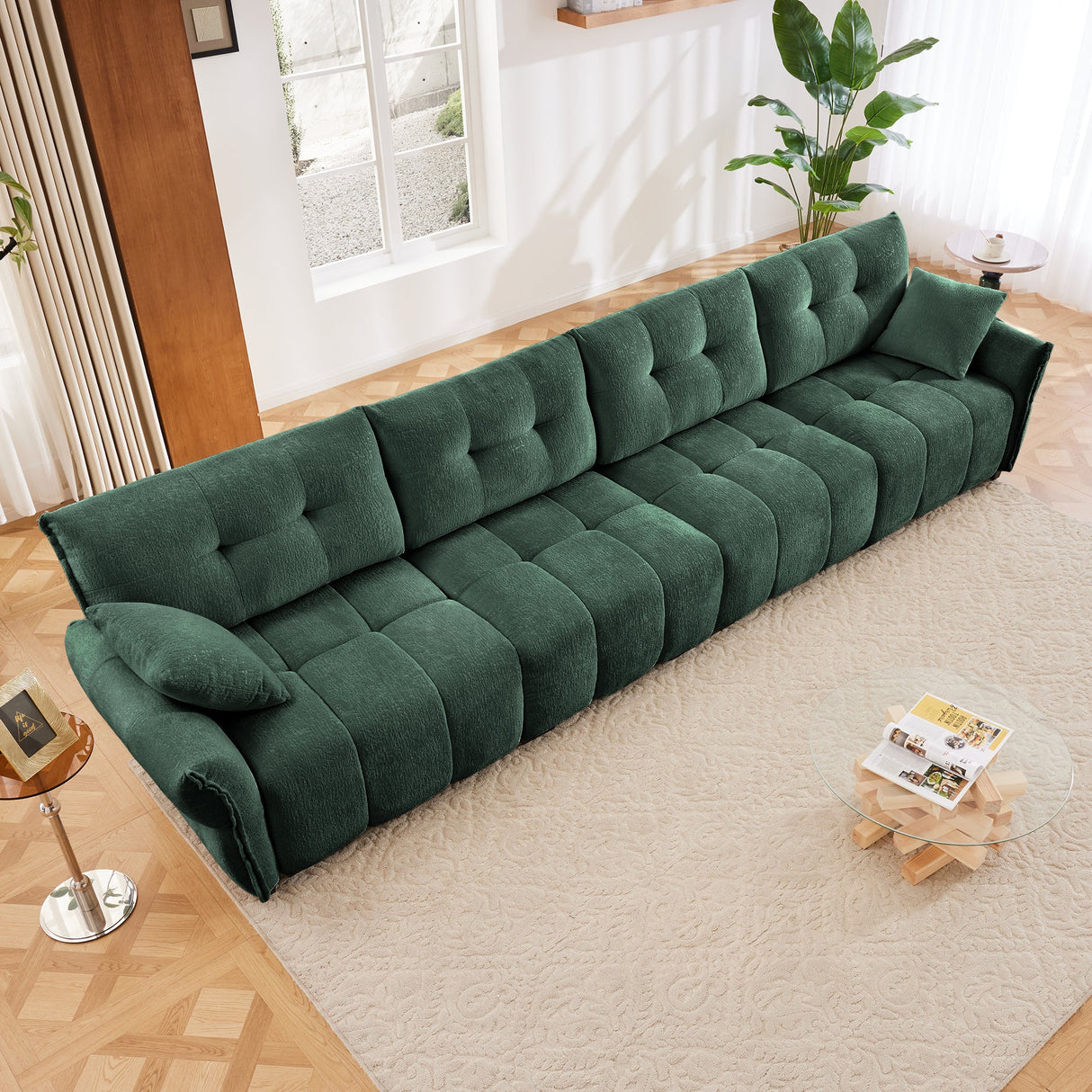 Modern 4-Seater Sofa, Solid Wood Frame In Premium Chenille