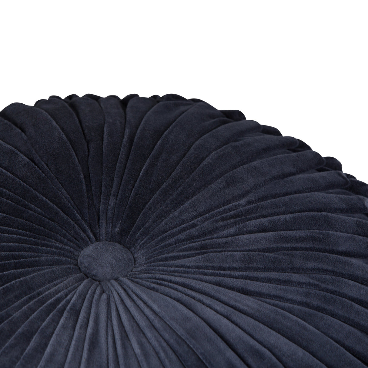 Renee Round Pouf Navy Velvet Cotton Accent Stool