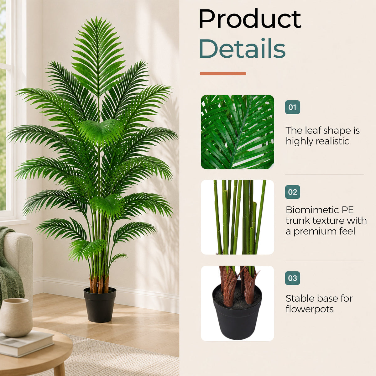 Artificial Palm Tree 6ft - Large Fake Tropical Tree (2 Pack)