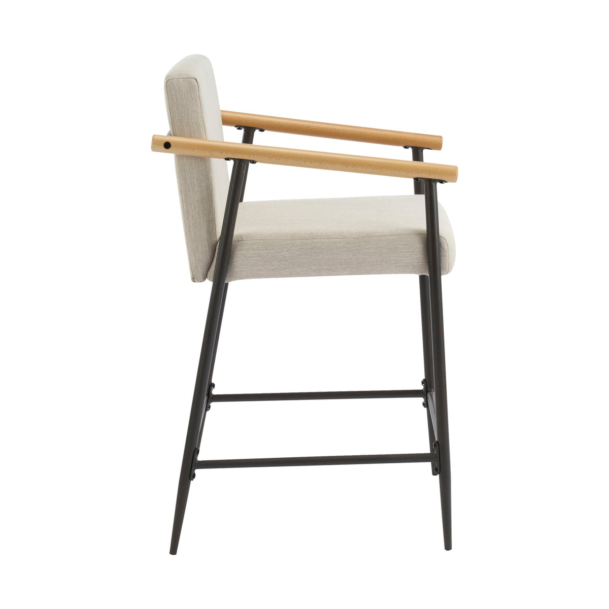 Mid Century Modern Counter Stool Set With Iron Frame