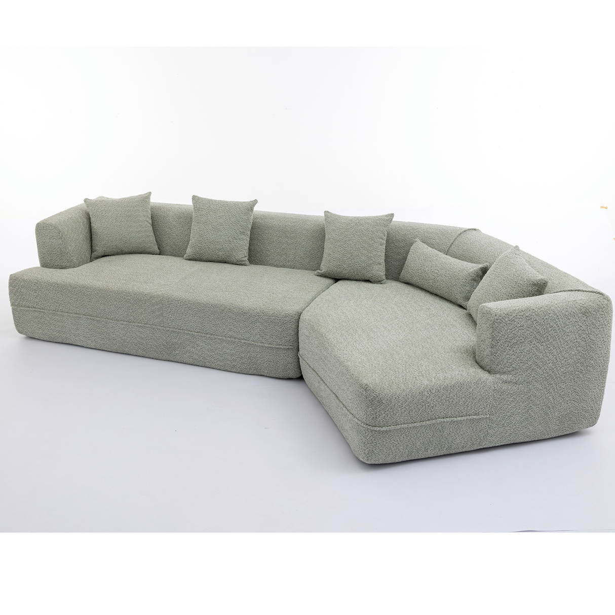 Modular Sofa Modern Minimalist Style Green Upholstered