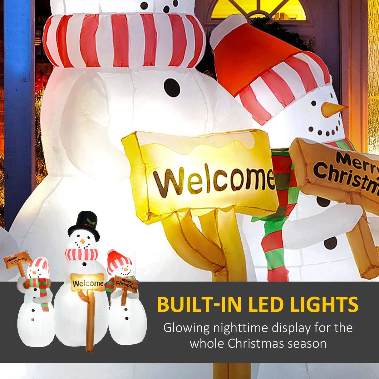 6.1' Inflatable Outdoor Christmas Display - Three Snowmen