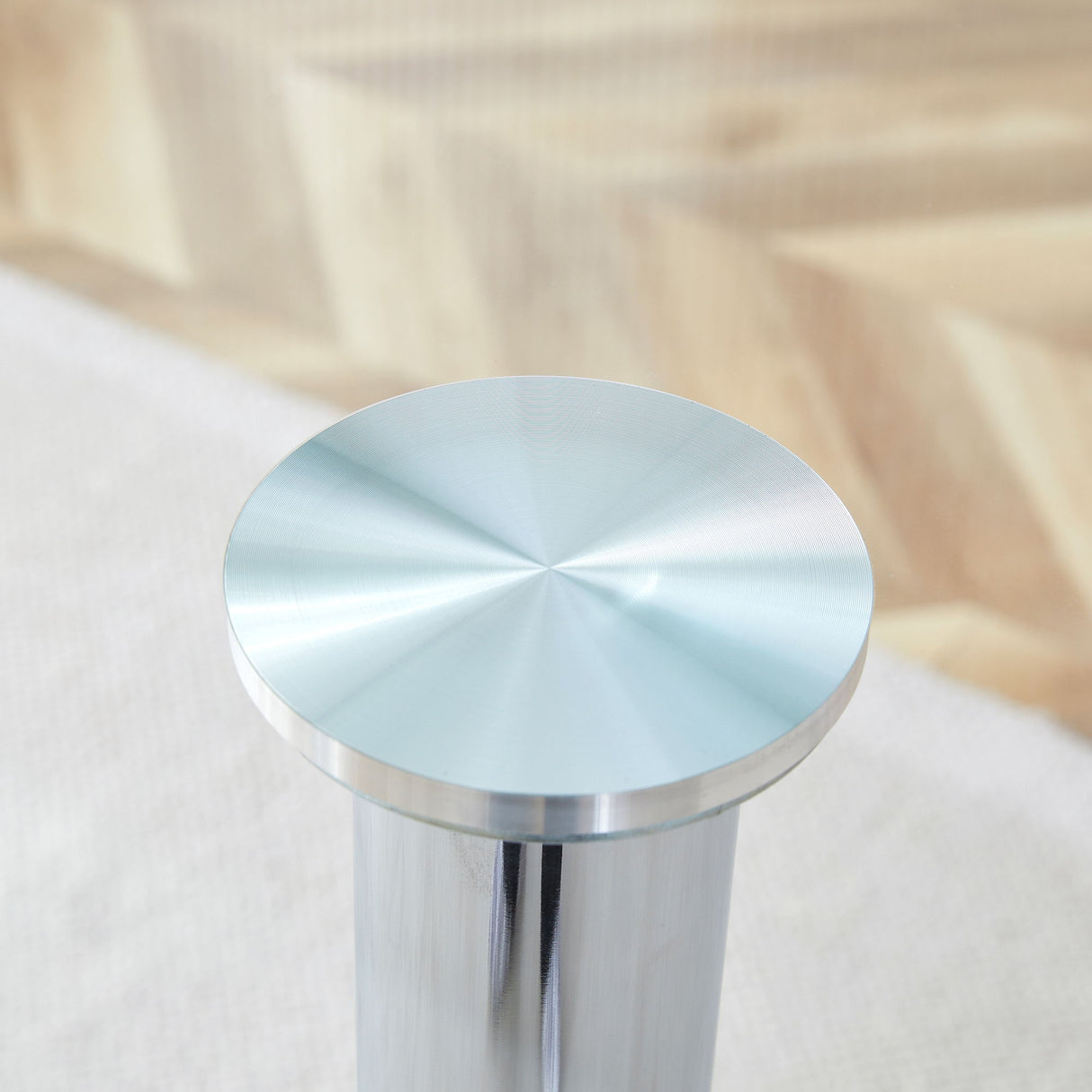 Modern Minimalist Circular Glass Dining Table With Electroplated Metal Legs 35" Diameter - Transparent