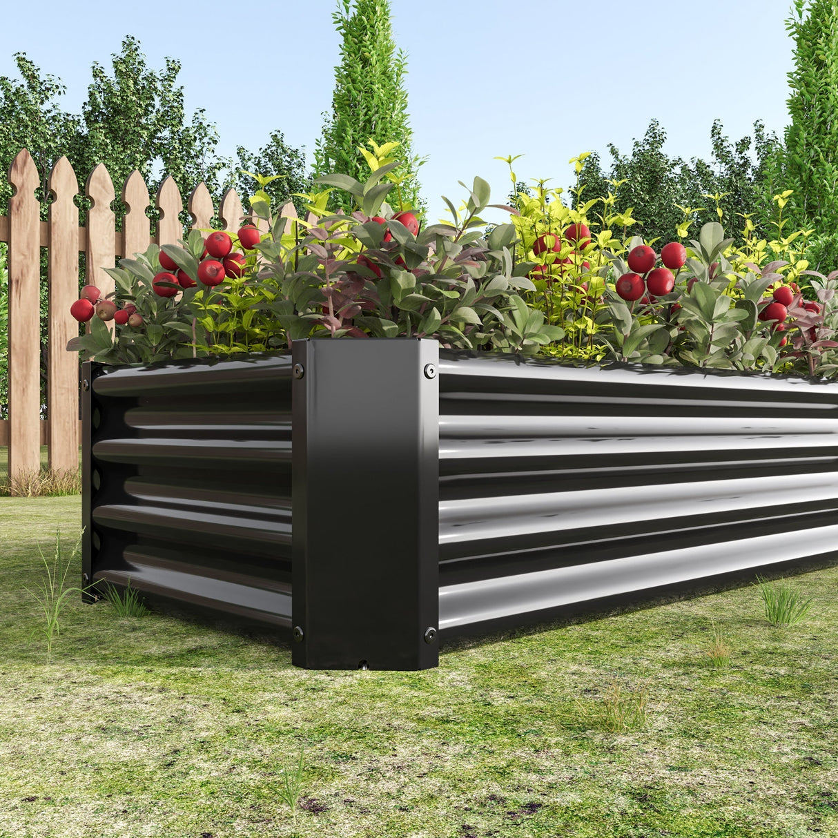 Metal Raised Garden Bed, 4×2×1ft Rectangle Planter