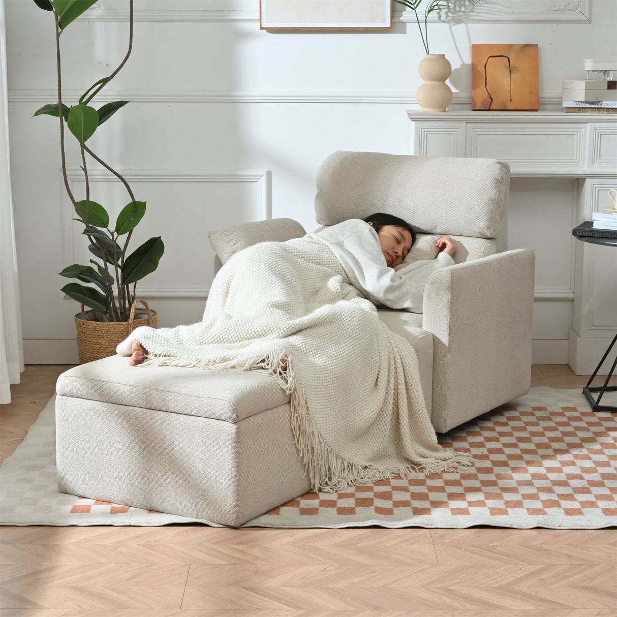 Oversized Chair with Storage Ottoman
