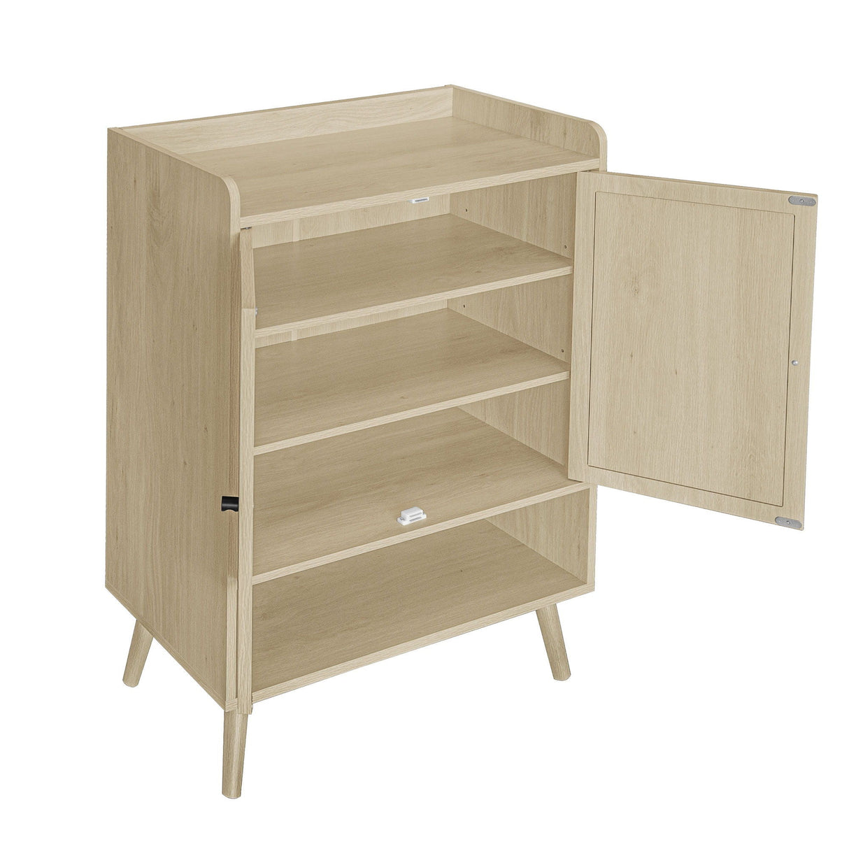 2 Door Shoe Rack, Freestanding, Modern Shoe Storage Cabinet, For Entryway - Natural