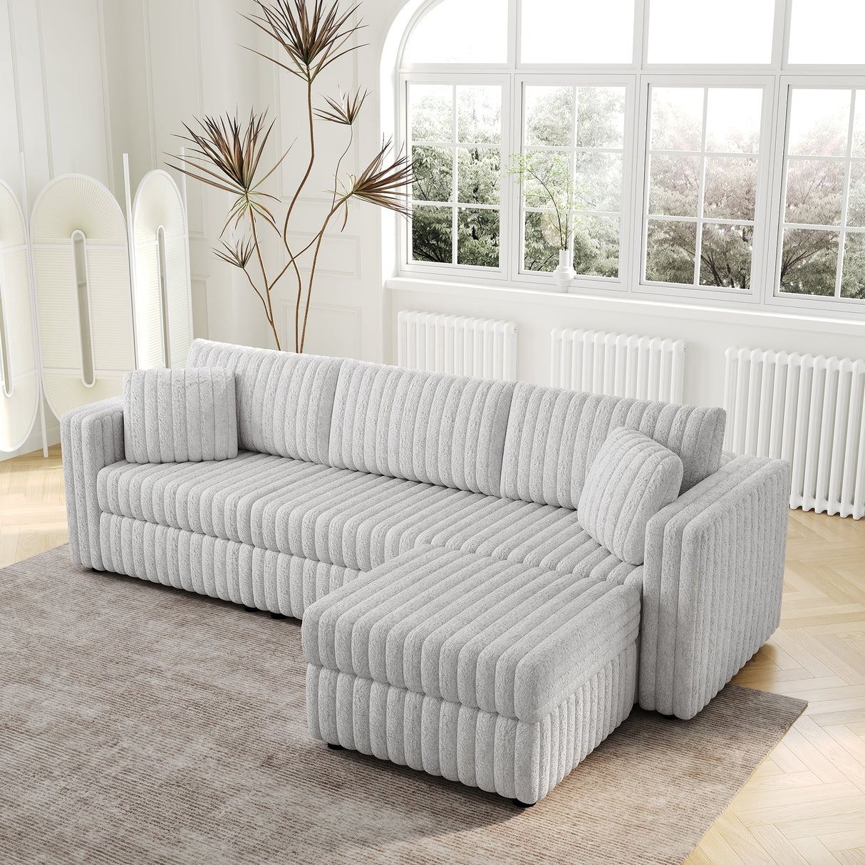106.3" Soft 3-Person Sofa with Ottoman