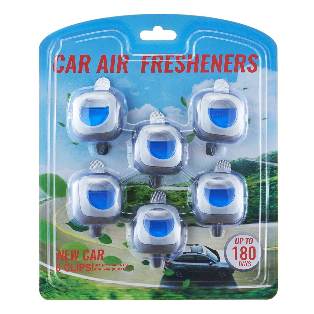 Car Air Freshener 6-Pack New Car Scent Vent Clip 4ml Each