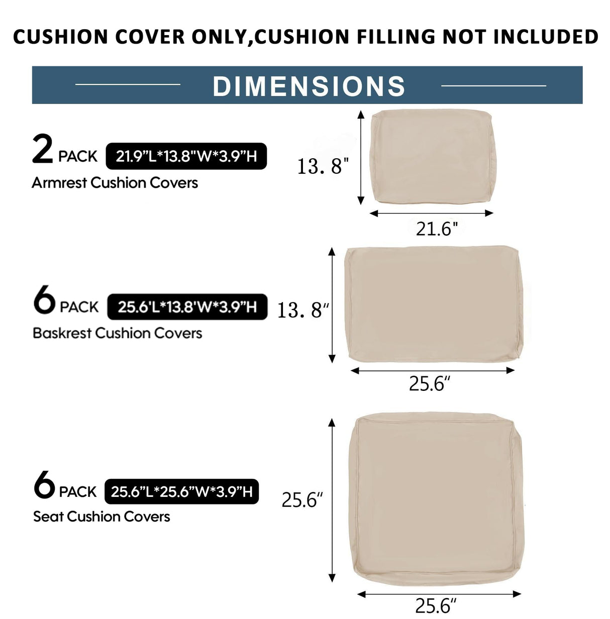 Cushion Covers for 7 Pcs Wicker Rattan Sectional Sofa