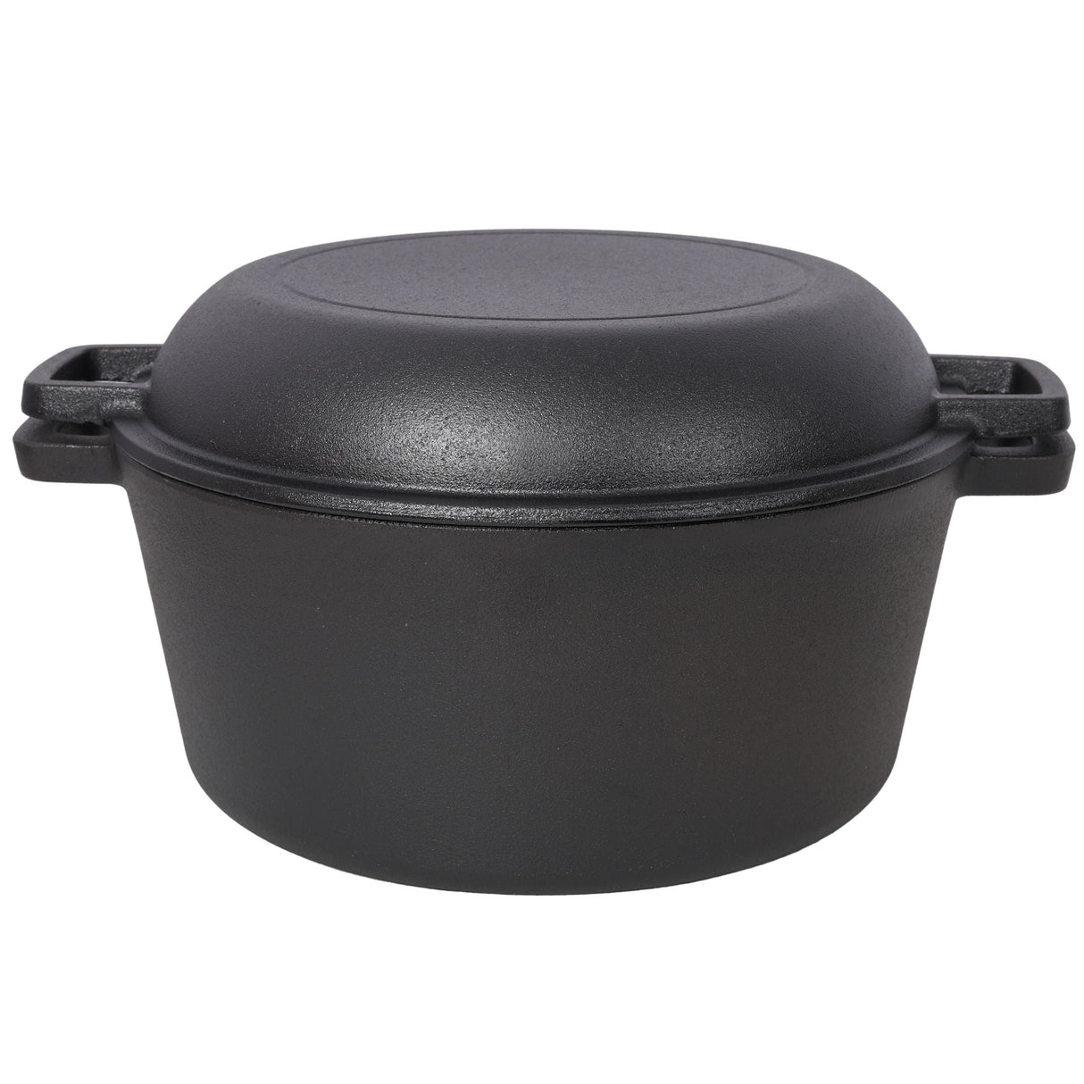 Pre-Seasoned 3 in 1 Cast Dutch Oven with Skillet Lid, 5 Quart - Black