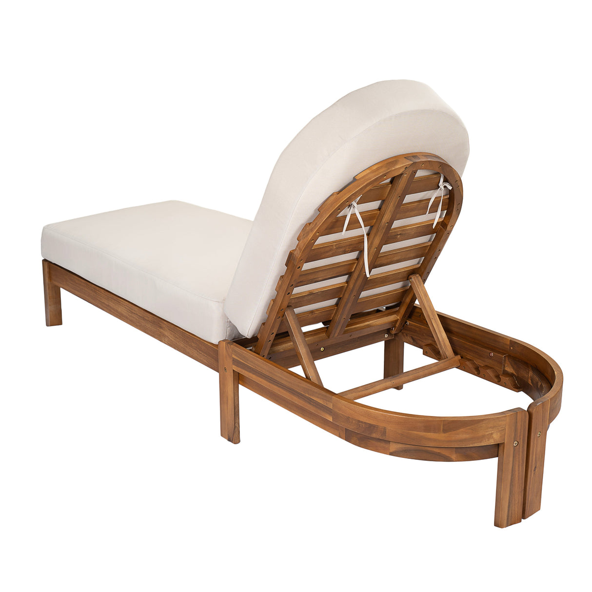 Patio Acacia Wood Chaise Lounge Chairs with Adjustable Backrest Set of 2