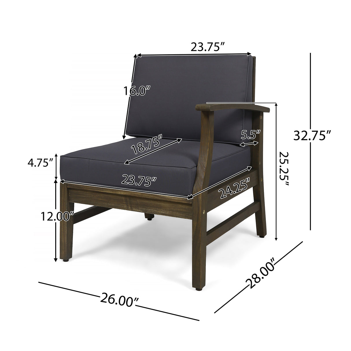 Perla 6-Piece Dark Grey Outdoor Sofa Set