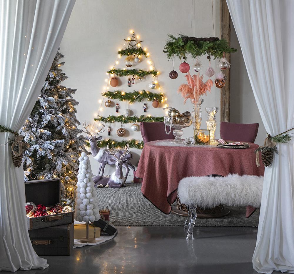 Christmas Ball Ornaments - Set of 6 Pink Glass Hanging Decorations