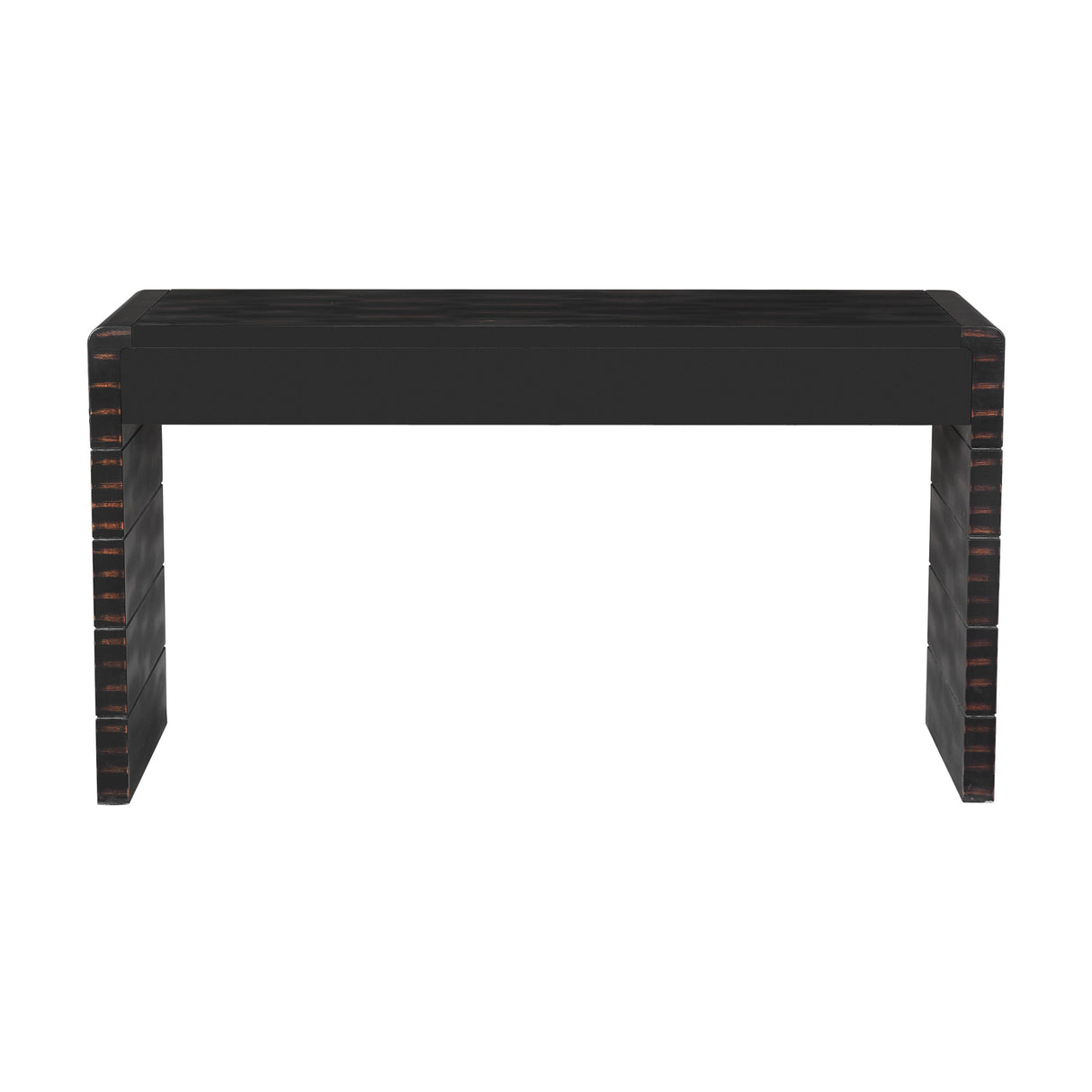 Curved Console Table with StorageDistressed Black