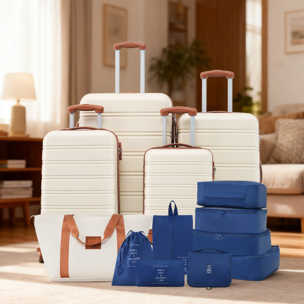 Hardshell Luggage Sets 4 Pieces + Bag Spinner Suitcase With Tsa Lock Lightweight - 16" / 20" / 24" / 28" Luggages