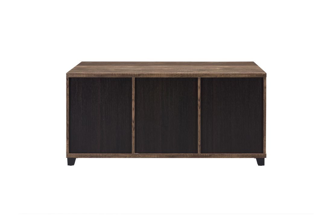 Nineel - Coffee Table - Obscure Glass, Rustic Oak & Black