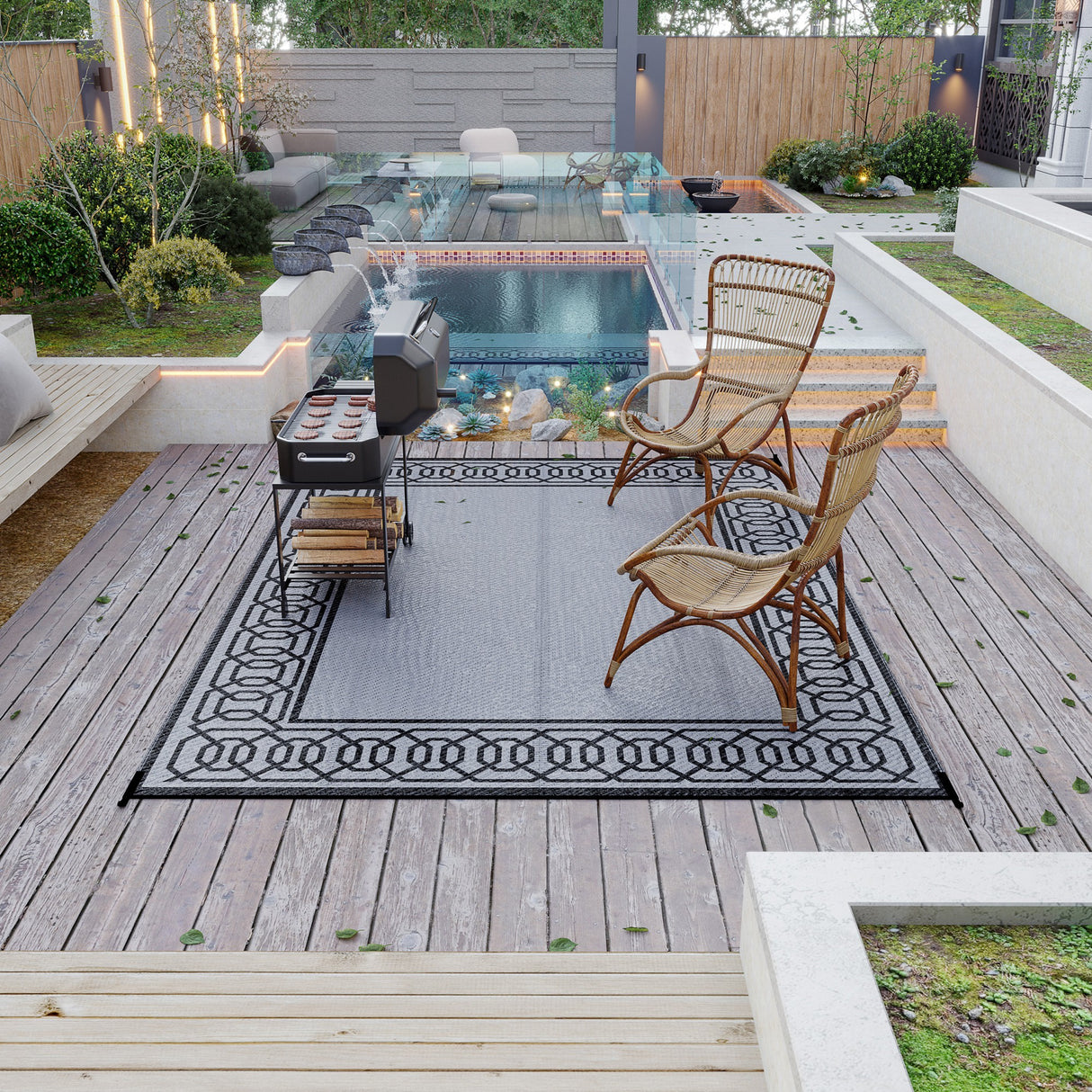 Reversible-outdoor-rug,-9'-x-12'-waterproof-plastic-straw-floor-mat,-black-&-gray-border-Outdoor-Rugs