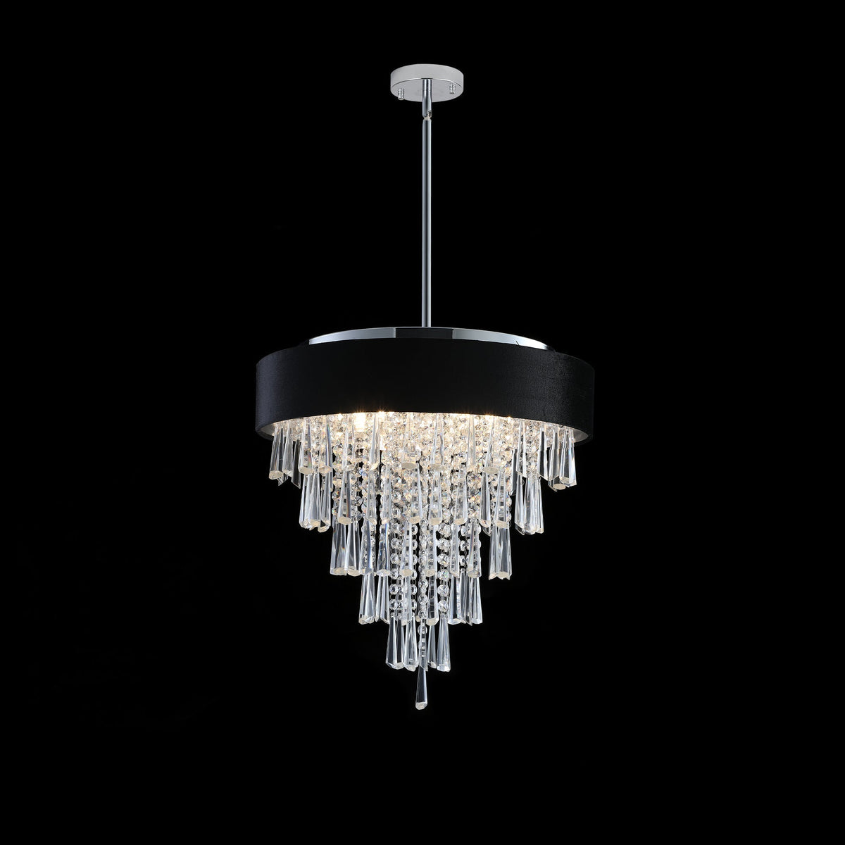 18-inch Modern Crystal Chandelier with Black Velvet Shade