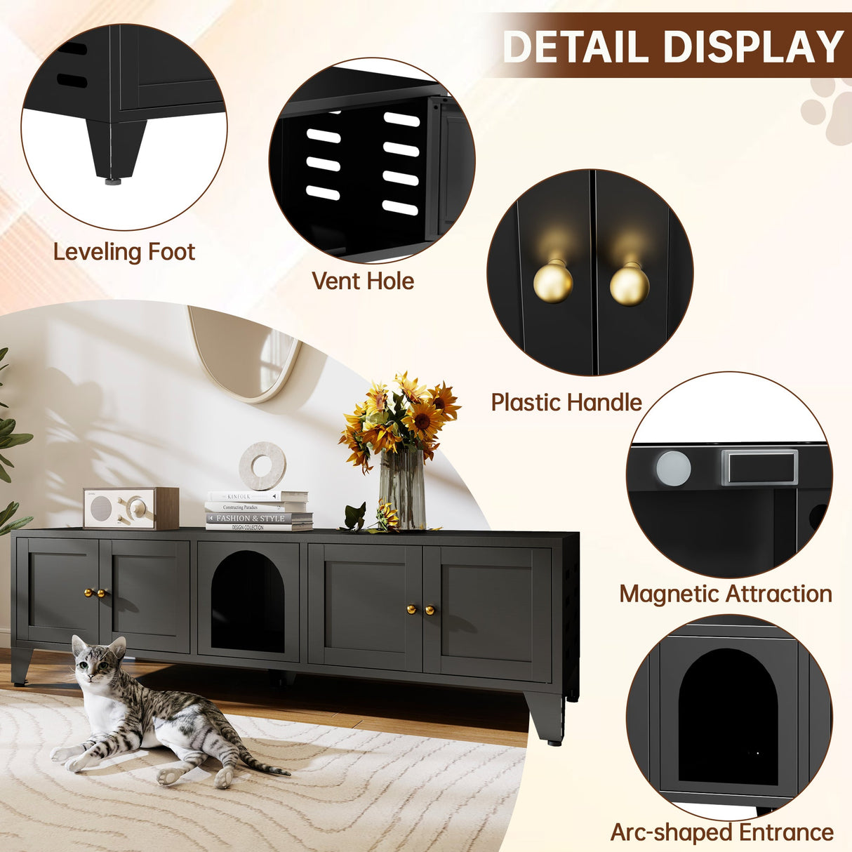 58" Metal Cat Litter Box Enclosure
