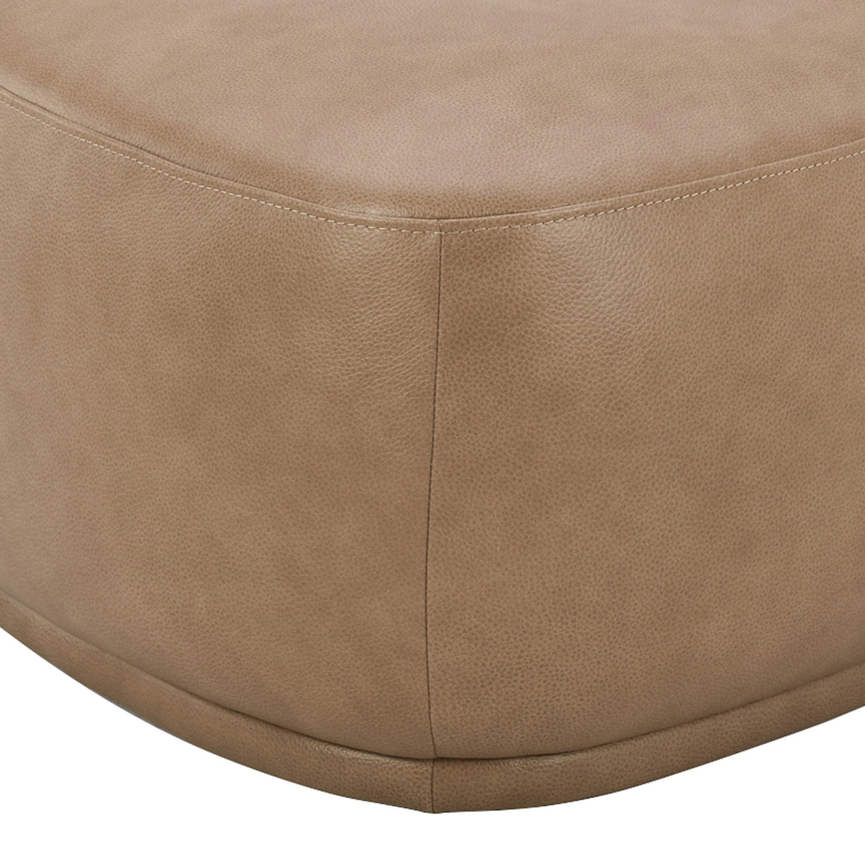 Pebble 44" Rounded Triangle Cocktail Ottoman in Tuscan Tan Brown Leather