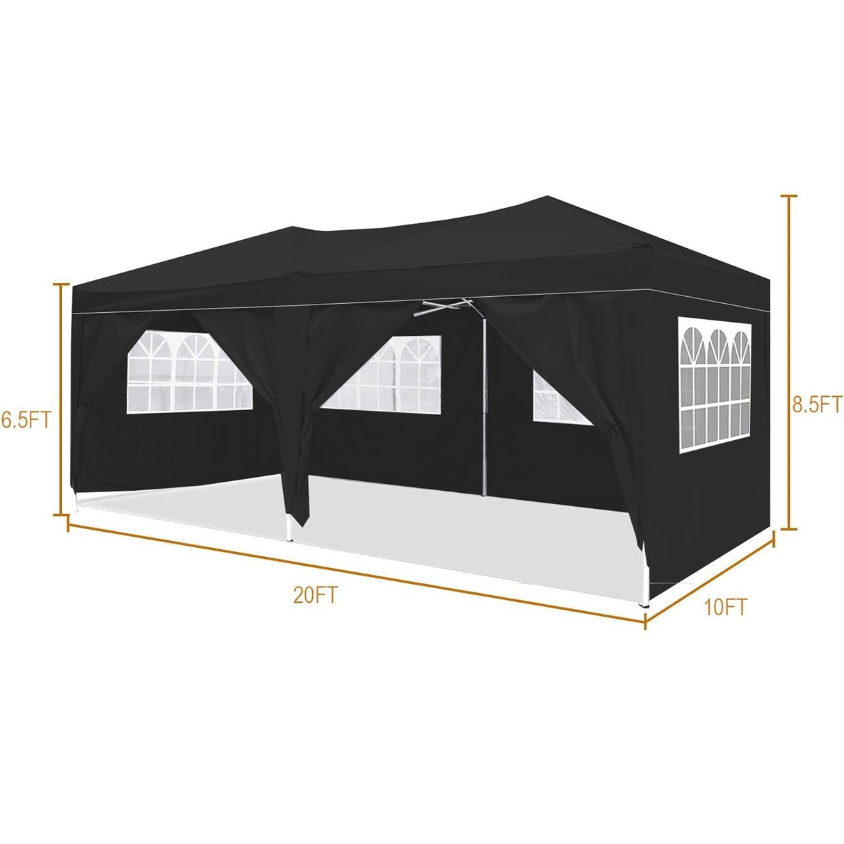 10'x20' Folding Canopy with 6 Removable Sidewalls