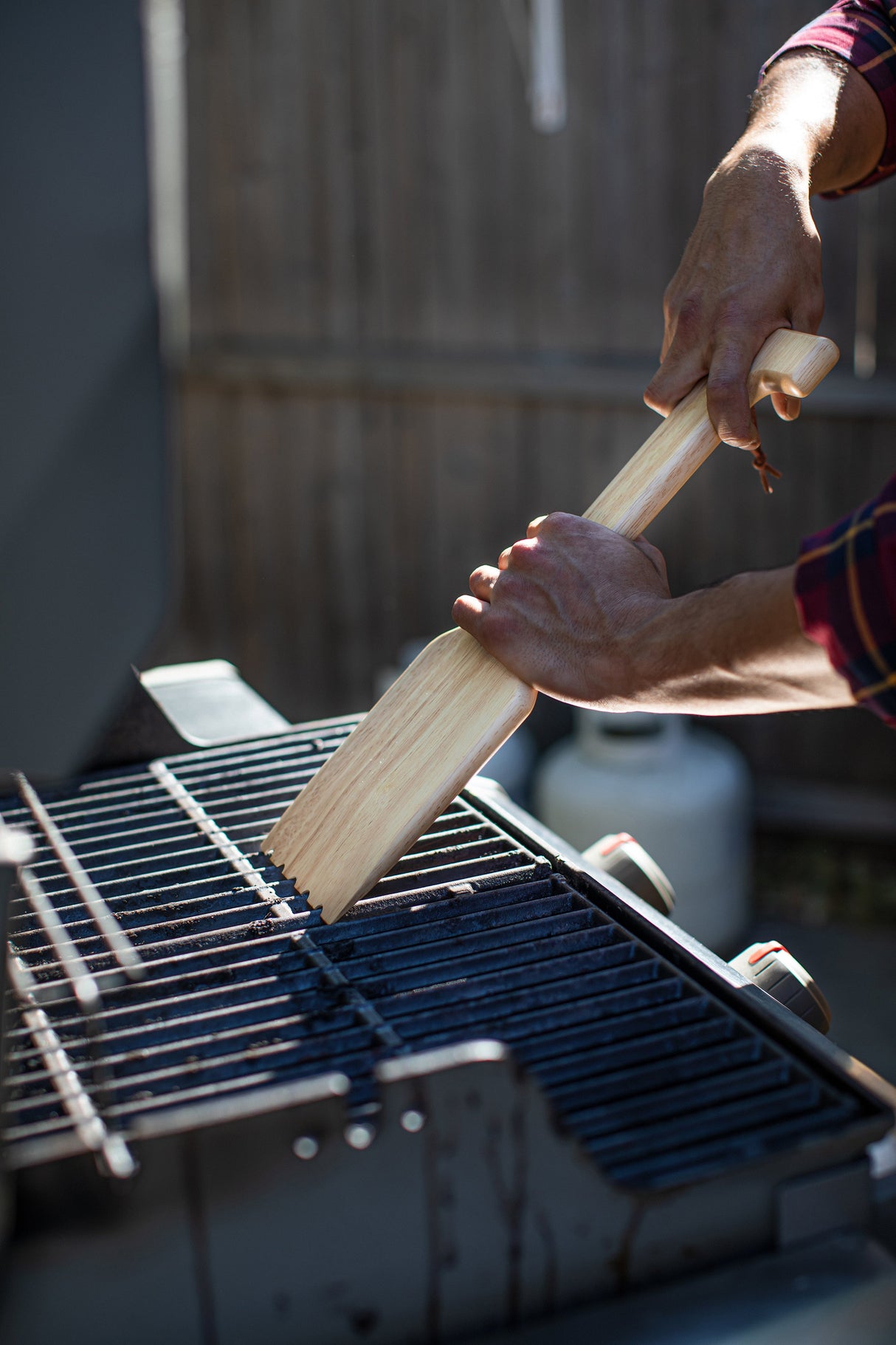 Hardwood BBQ Grill Scraper with Bottle Opener
