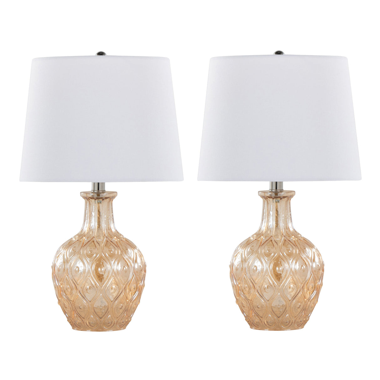 Gloria Round 20" Contemporary Glass Accent Lamp - Set of 2