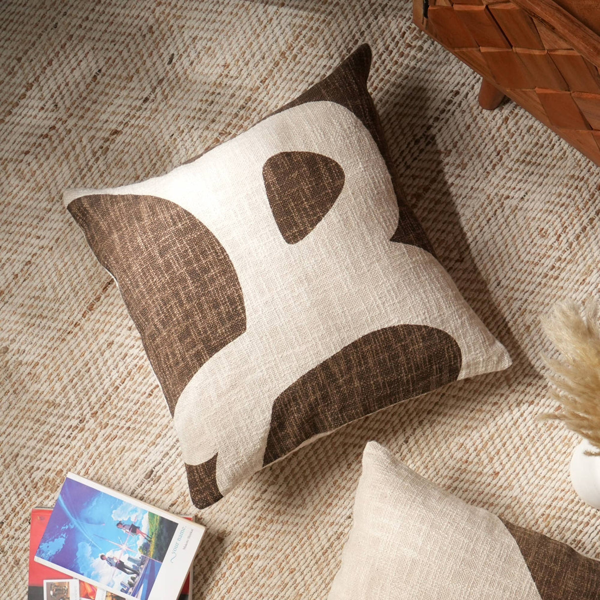 Handcrafted Cotton Slub Abstract Printed Square Pillow