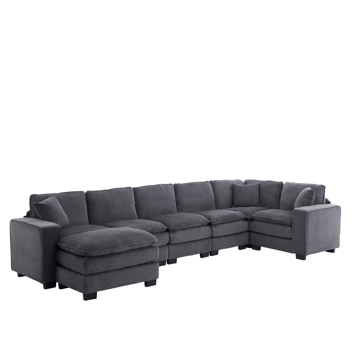 Modern U Shaped 6-Seat Sectional Sofa Couch with Ottoman