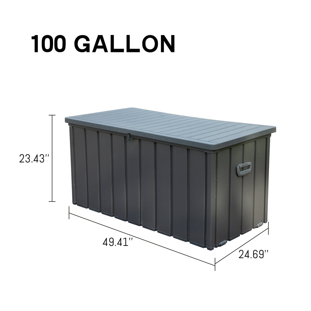100 Gallon Outdoor Storage Deck Box - Waterproof, Dark Gray