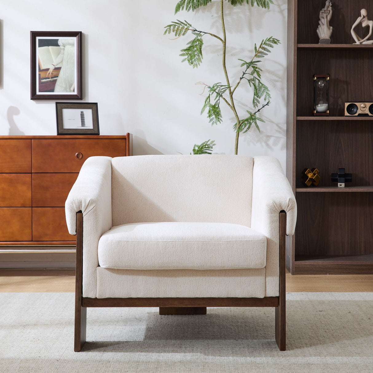 Sierra Vintage Modern Accent Chair With Deep Cushions And Wide Armrests