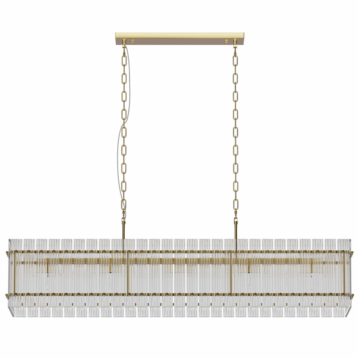 Modern Rectangular Crystal Glass Chandelier, 10-Lights Glod Chandelier Lighting Contemporary Pendant Ceiling Light Fixture for Dining Room Living Room Kitchen Island