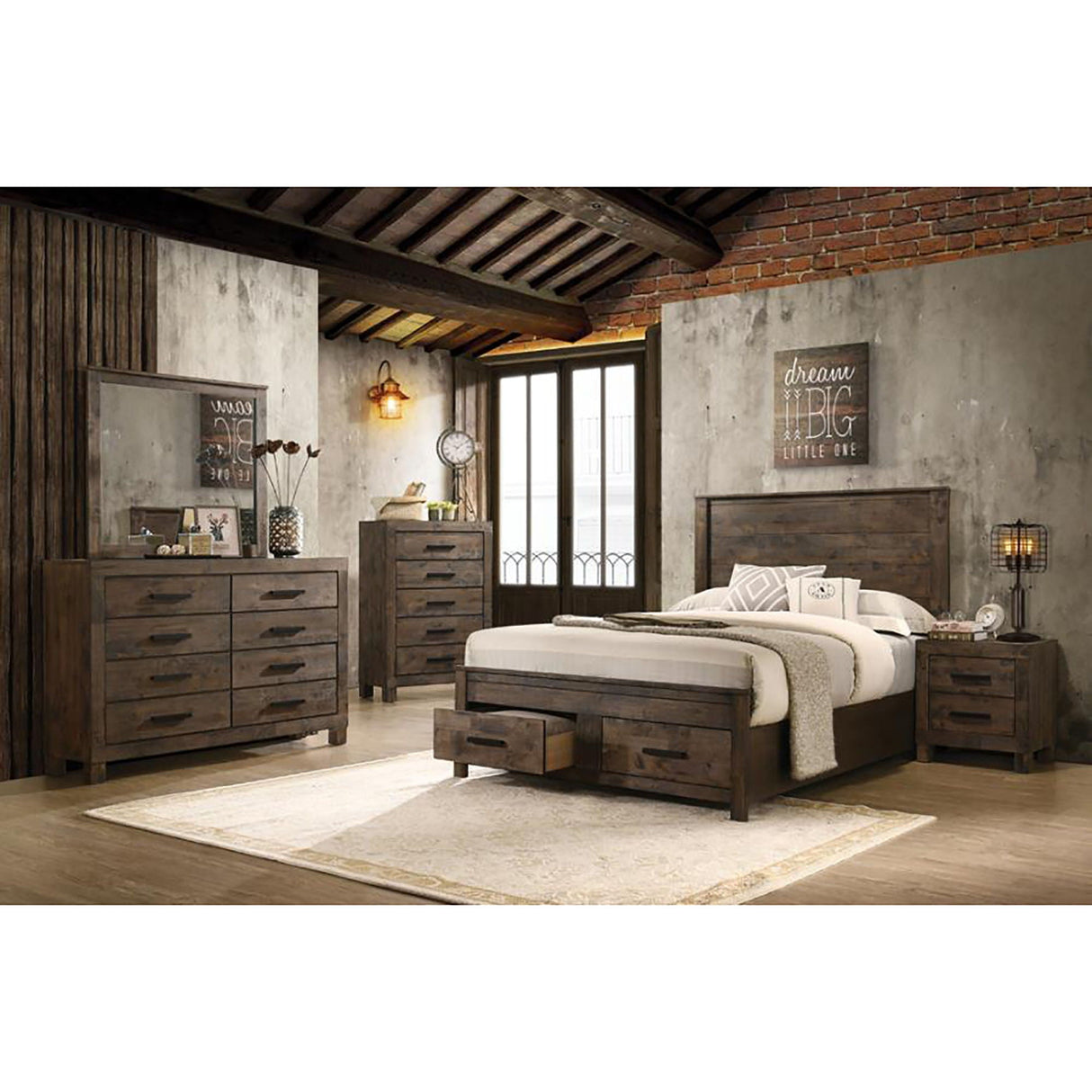 2 Drawer Nightstand - Brown Wood