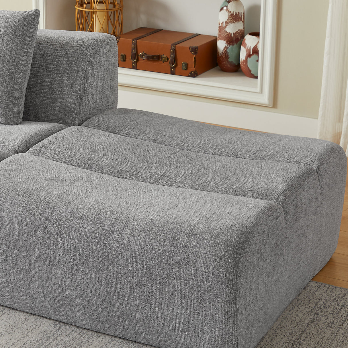 Oversized 3 Seater Compressed Sofa with Chenille Fabric