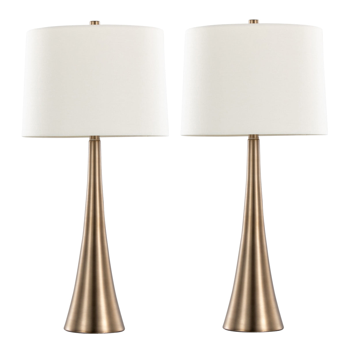 Diana 29" Contemporary Metal Table Lamp Set - Matte Golden Bronze & White Linen Shade