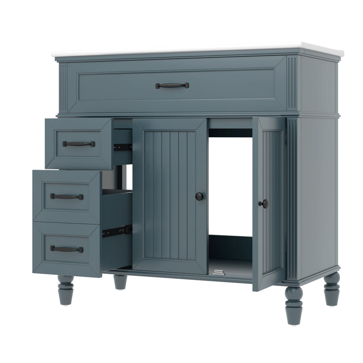 Bathroom Vanity With Sink, 2 Doors 2 Drawers, Freestanding Design