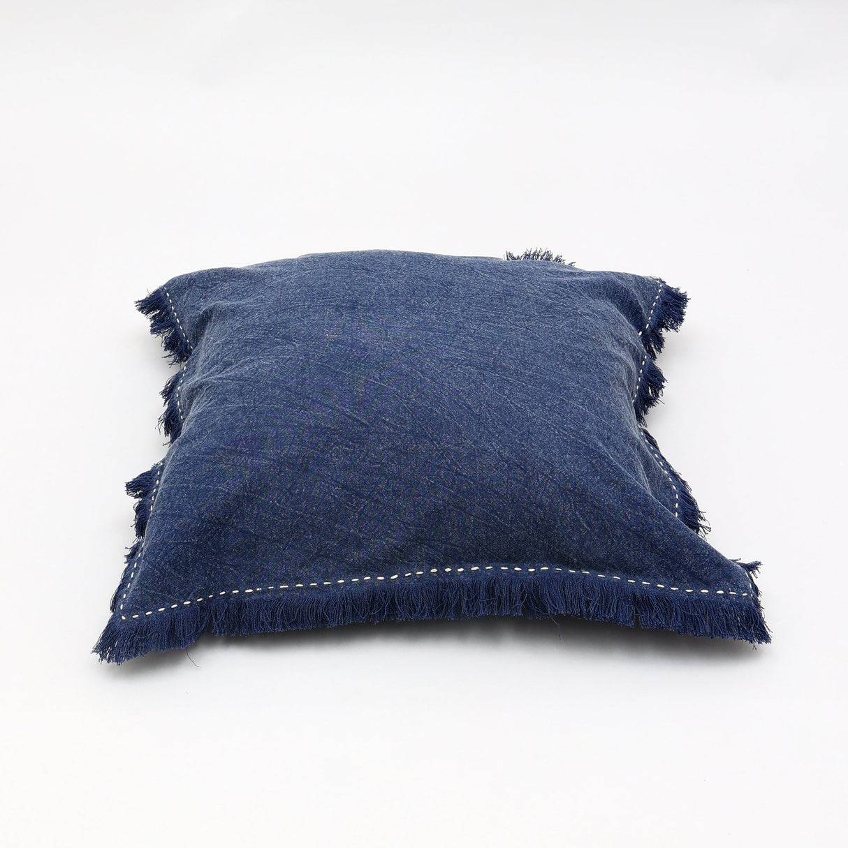 Handcrafted Cotton-Linen Fringe Throw Pillow - 22"