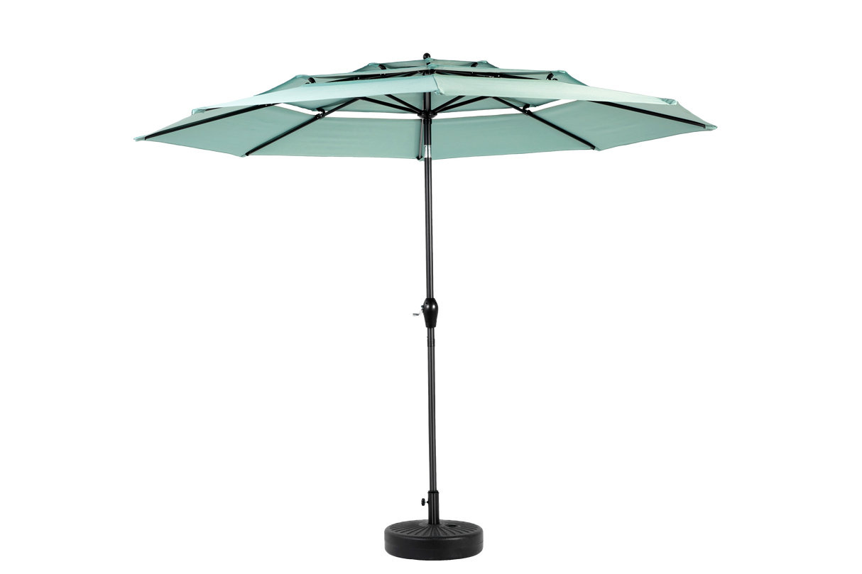 Aluminium 10ft 3 Tier Auto-Tilt Outdoor Patio Umbrella - Light Green