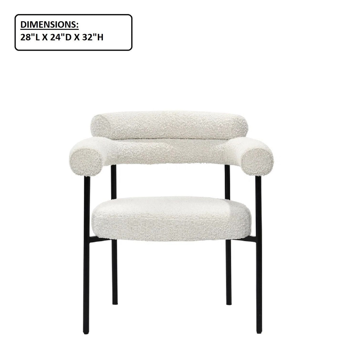 Kitchen Dining Chair With Armrest (Set of 2) - Black / Cream