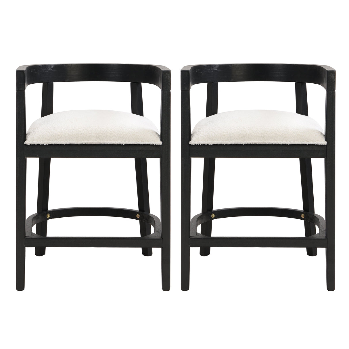 Modern Rubberwood Counter Stool Set with Upholstered Seats