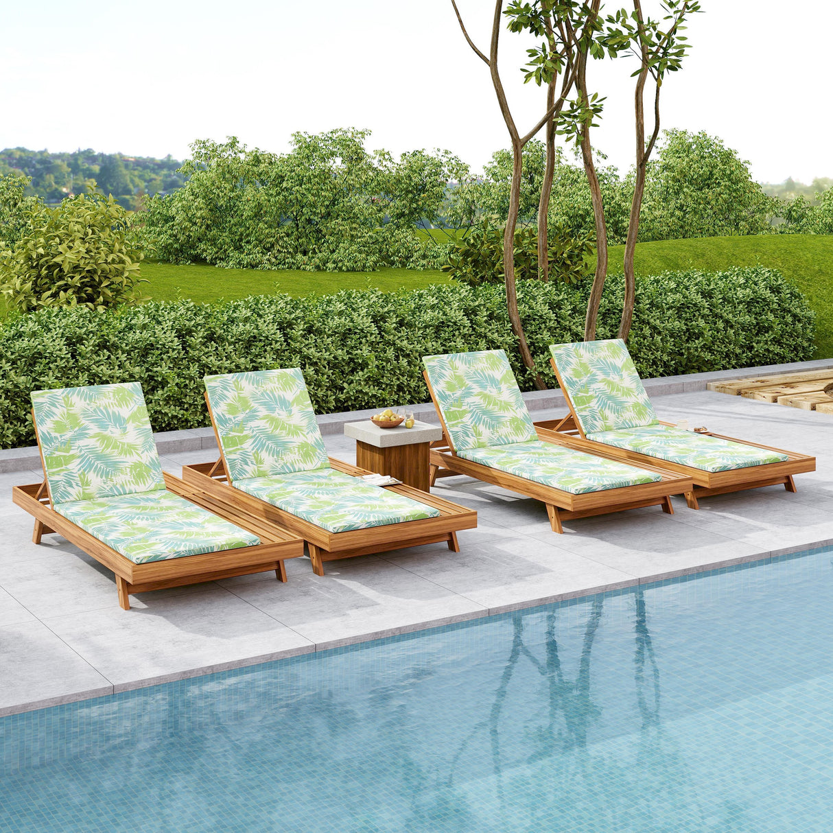 Lounge Chaise Set with Water-Resistant Cushions