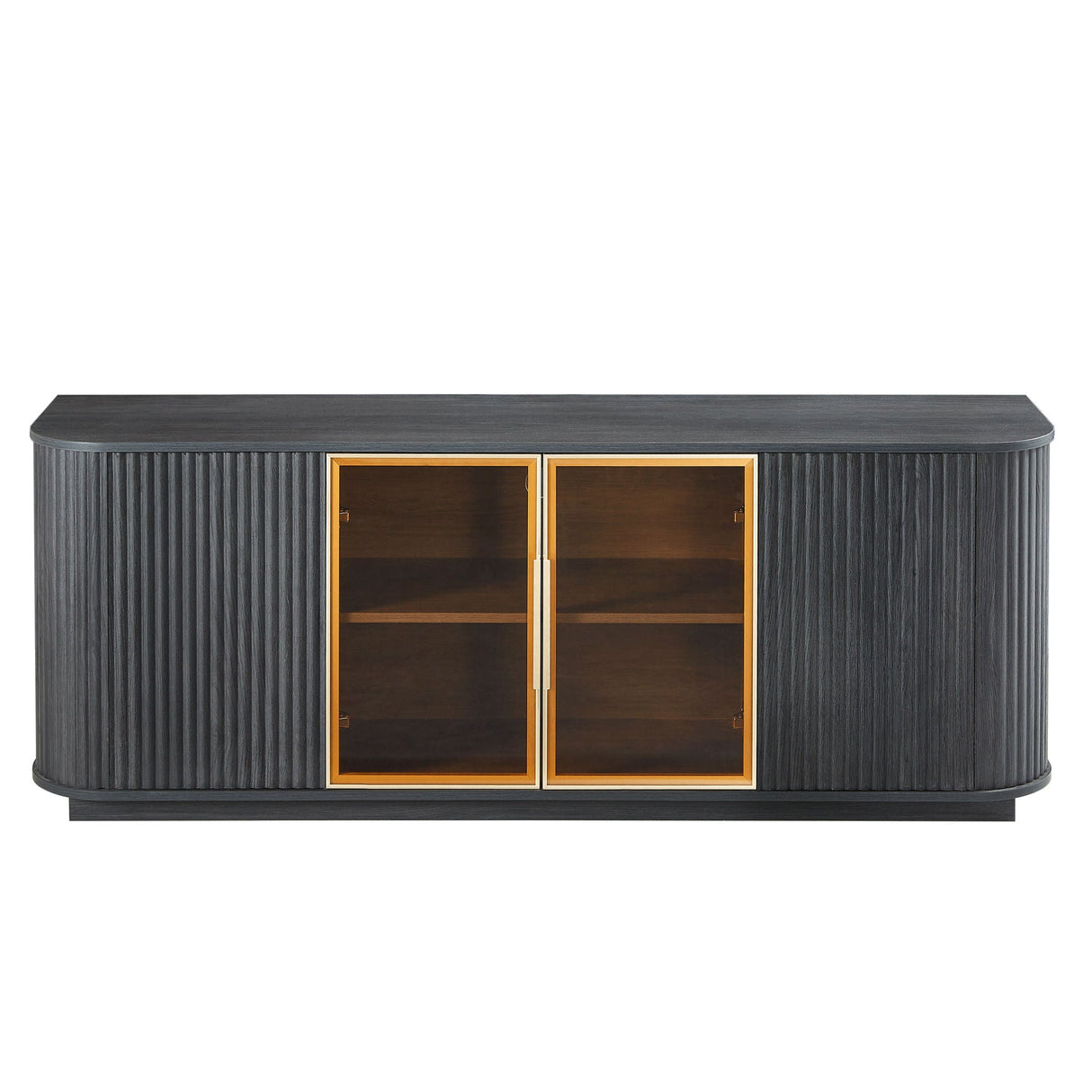 Modern 64" Wavy TV Cabinet With LED Lights - Black