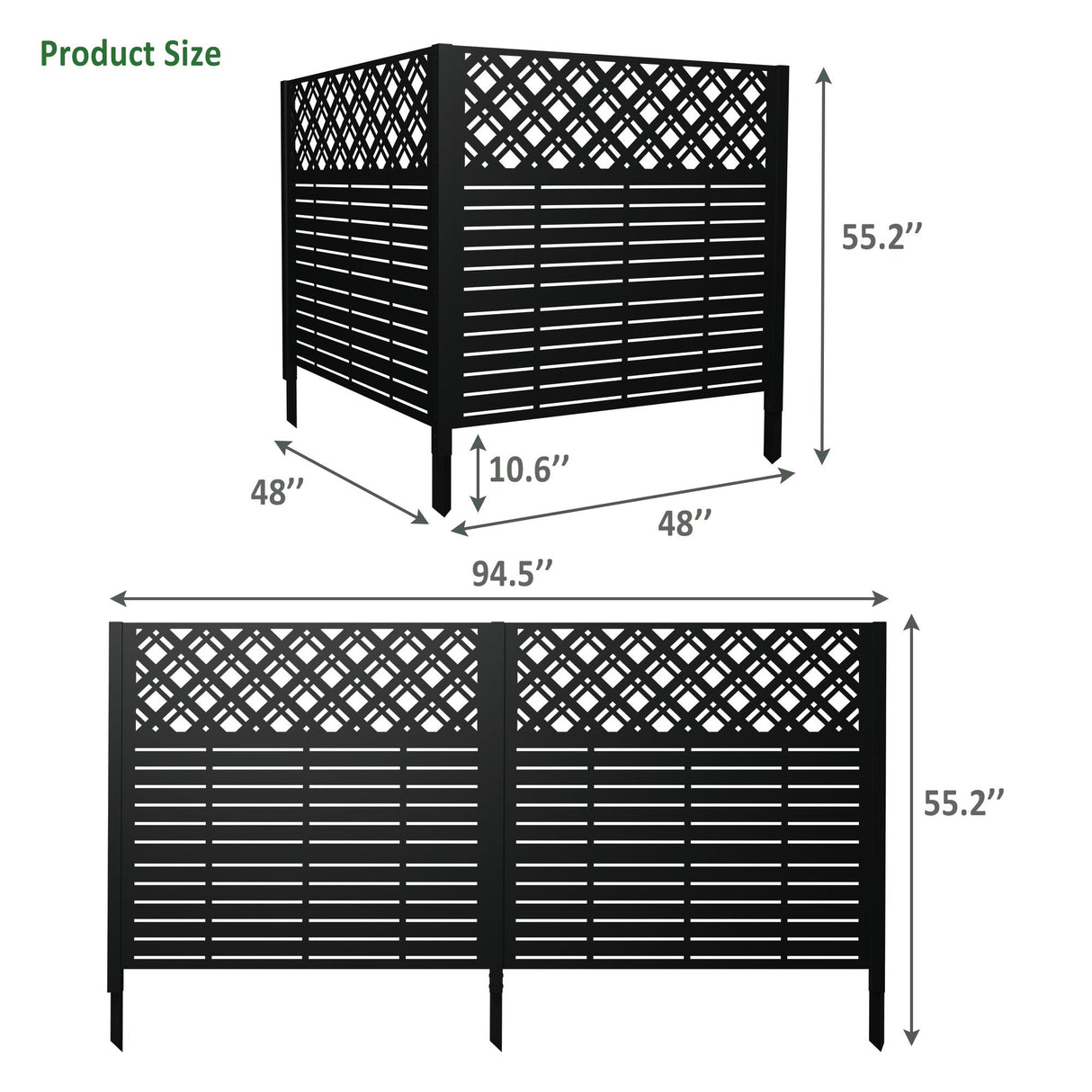 W48'' x H47.3'' x 2 Panels Metal Privacy Screen
