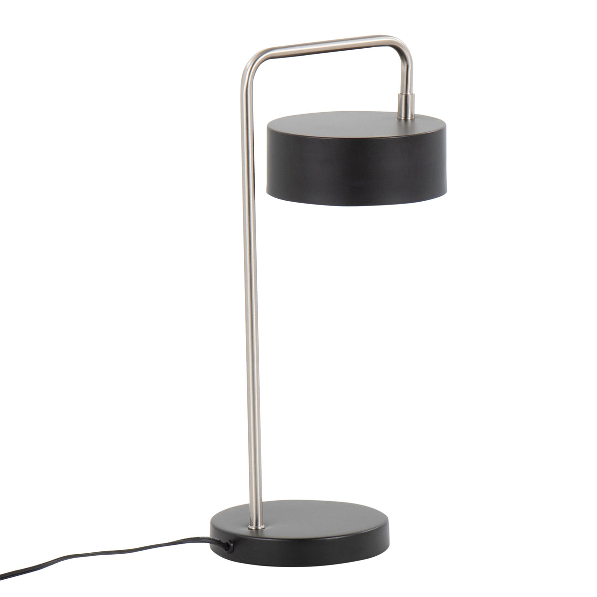 Puck Contemporary Table Lamp in Nickel and Black Metal
