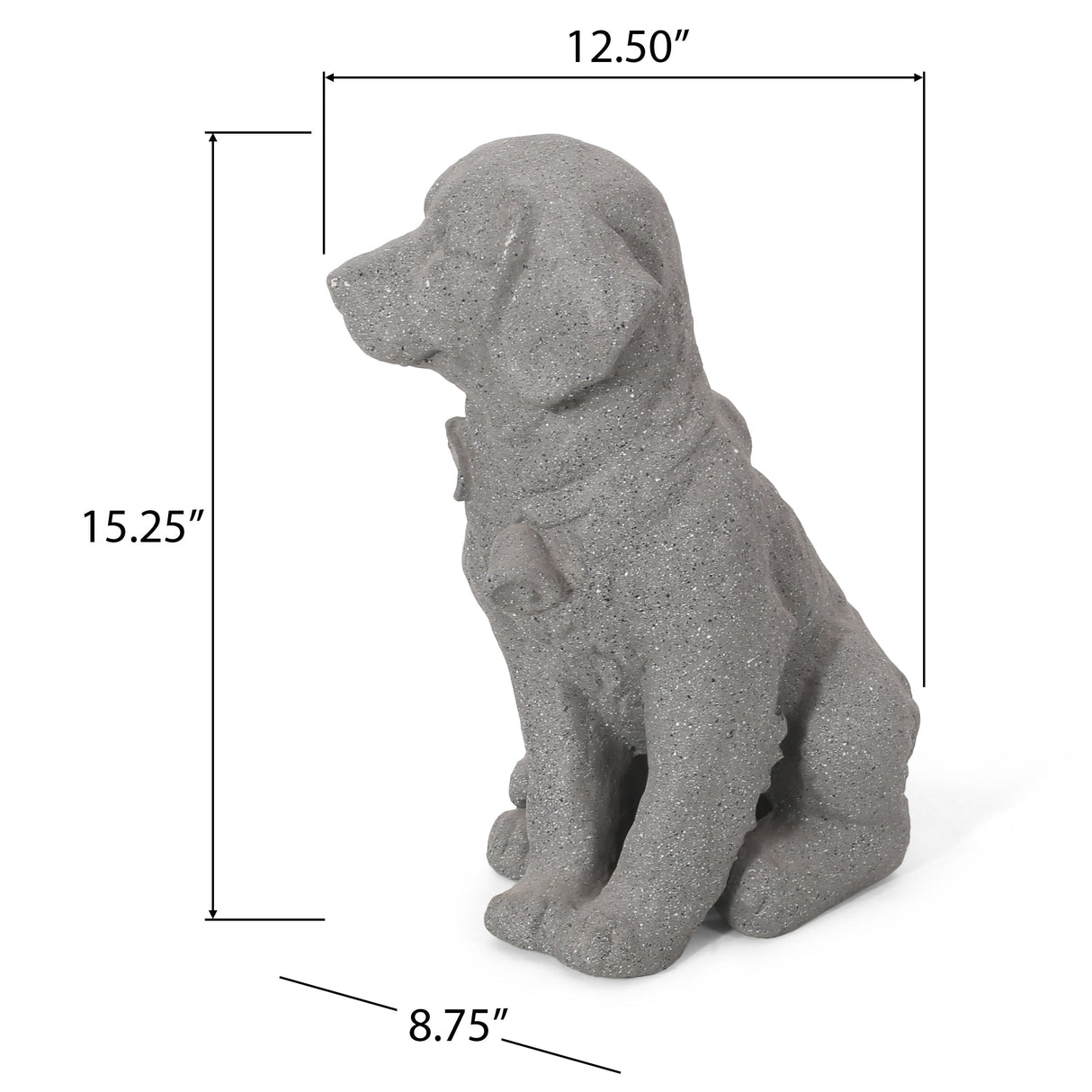 MGO Dog Statue, Outdoor Stone Gray, No Assembly Required