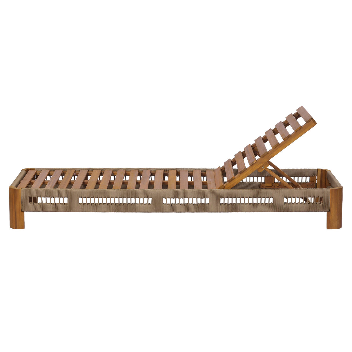Acacia Wood Outdoor Chaise Lounge with Adjustable Backrest