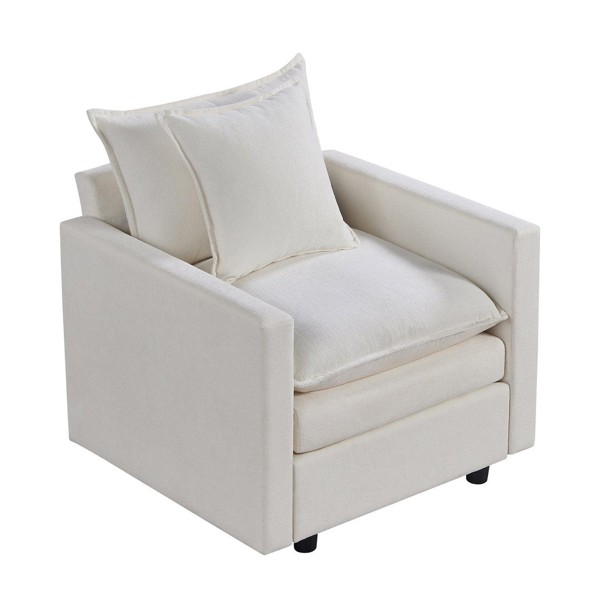 Plush Chenille Armchair with Deep Seating and Double-Layer Cushions