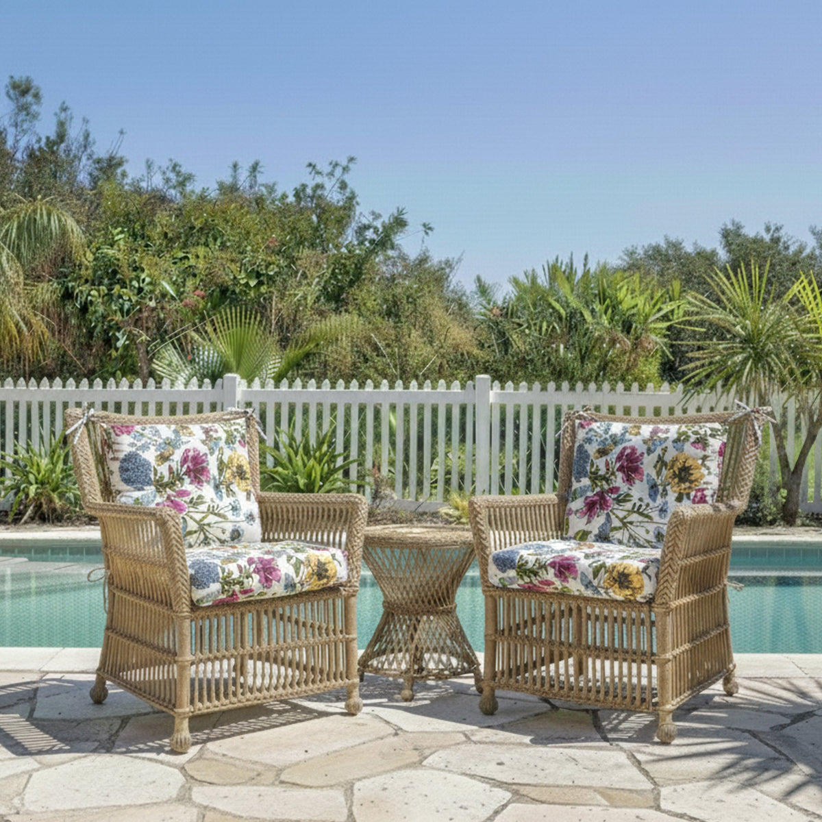 Outdoor Chair Cushions Set of 2, Botanical Floral